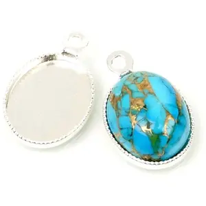 Perles Corner Pendentif Pour Cabochon Ovale Argenté 925 - 2 pcsVendu parscrapmalin