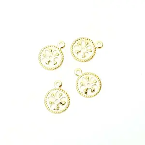 Perles Corner Pendentif Ajouré Doré à l'or fin 24K - 4 pcs