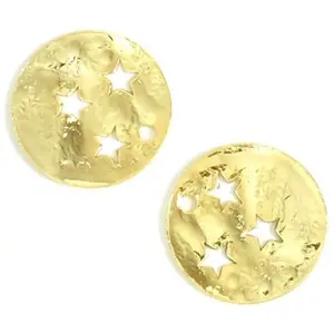 Perles Corner Pendentif Martelé 3 Étoiles Doré à l'or fin 24K - 2 pcs