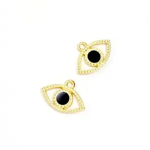 Perles Corner Pendentif il Émaillé Noir Doré à l'or fin 24K - 2 pcsVendu parscrapmalin