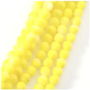Perles de Bohème sur Fil - Rondes 6 mm Jaune