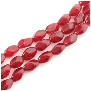 Perles de Bohème sur Fil - Ovales Twistées 11 x 7 mm BordeauxVendu parscrapmalin