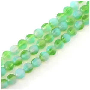 Perles de Bohème sur Fil - Rondes Striées 6 mm Vert et BleuVendu parscrapmalin