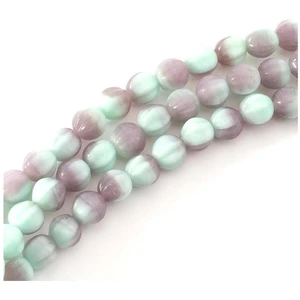 Perles de Bohème sur Fil - Rondes Striées 6 mm Vert Menthe et VioletVendu parscrapmalin