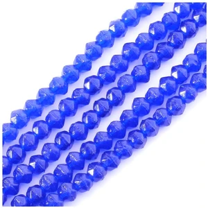 Perles de Bohème sur Fil - Toupies Facettées Irrégulières 5 mm Bleu Nu...