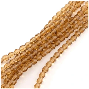 Perles de Bohème sur Fil - Rondes Facettées 4 mm Marron pas cher