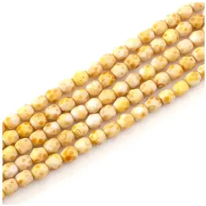 Perles de Bohème sur Fil - Rondes Facettées 4 mm Jaune