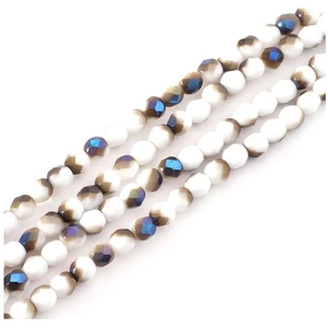 Perles de Bohème sur Fil - Rondes Facettées 4 mm Blanc Et Noir Irisé A...Vendu parscrapmalin