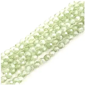 Perles de Bohème sur Fil - Rondes Facettées 4 mm Vert