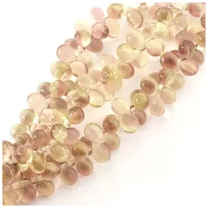Perles de Bohème sur Fil - Goutte 5 x 7 mm Vert et Violet Transparents pas cher