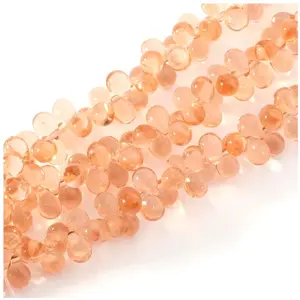 Perles de Bohème sur Fil - Goutte 5 x 7 mm Pêche Transparent pas cher