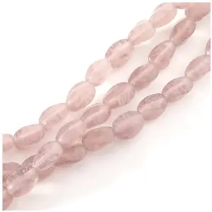Perles de Bohème sur Fil - Ovales Twistées 9 x 6 mm Rose PoudréVendu parscrapmalin