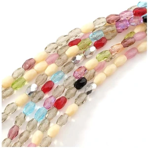 Perles de Bohème sur Fil - Olive Facettée 6 x 4 mm Multicolore