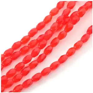 Perles de Bohème sur Fil - Olive Facettée 6 x 4 mm Rouge