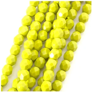 Perles de Bohème sur Fil - Rondes Facettées 6 mm Vert Chartreuse Opaqu...Vendu parscrapmalin