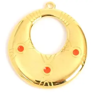 Perles Corner Pendentif Goutte Ethnique Émaillé Orange Doré à l'or fin 24KVendu parscrapmalin
