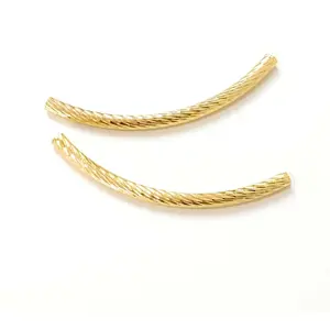 Perles Corner Tube Courbé Diamanté Doré à l'or fin 2 pcsVendu parscrapmalin