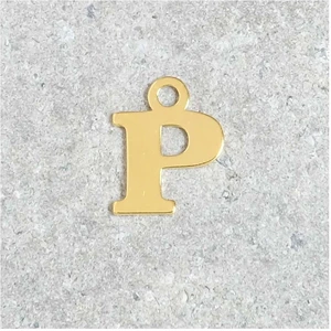 Perles Corner Pendentif Lettre P - Argent Massif 925 Doré à l'or 24K