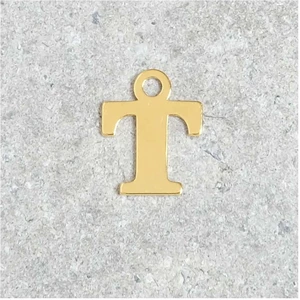 Perles Corner Pendentif Lettre T - Argent Massif 925 Doré à l'or 24KVendu parscrapmalin