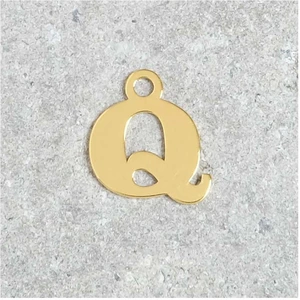 Perles Corner Pendentif Lettre Q - Argent Massif 925 Doré à l'or 24KVendu parscrapmalin