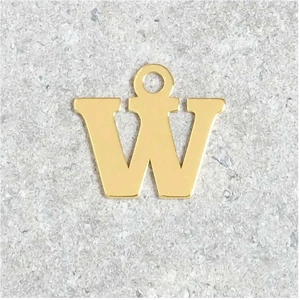 Perles Corner Pendentif Lettre W - Argent Massif 925 Doré à l'or 24K pas cher