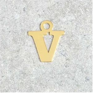 Perles Corner Pendentif Lettre V - Argent Massif 925 Doré à l'or 24KVendu parscrapmalin