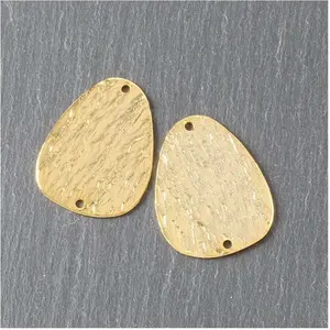 Perles Corner Connecteur Galet Texture Ardoise Doré à l'or fin 24K - 2 pcsVendu parscrapmalin