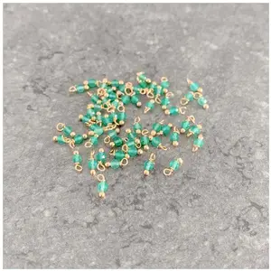 Perles Corner Perle Montée 3 mm Doré à l'or fin 24K - Onyx Vert - 10 pcsVendu parscrapmalin