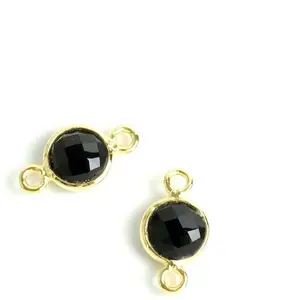 Perles Corner Connecteur Serti Rond 6 mm Spinelle Doré à l'or fin 24K