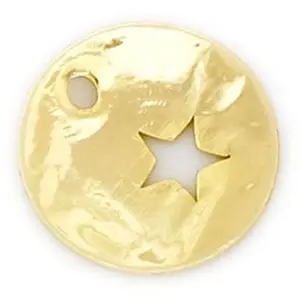 Perles Corner Pendentif Rond Martelé 10 mm Doré à l'or fin 24K Étoile - 4 pcsVendu parscrapmalin
