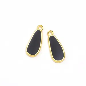 Perles Corner Pendentif Goutte Doré à l'or fin 24K Émaillé Noir - 2 pcsVendu parscrapmalin