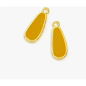 Perles Corner Pendentif Goutte Doré à l'or fin 24K Émaillé Ocre - 2 pcsVendu parscrapmalin
