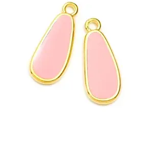 Perles Corner Pendentif Goutte Doré à l'or fin 24K Émaillé Corail - 2 pcsVendu parscrapmalin
