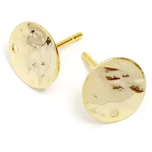 Perles Corner Clou d'oreille Sequin Martelé Doré à l'or fin 24K - 2 pcsVendu parscrapmalin