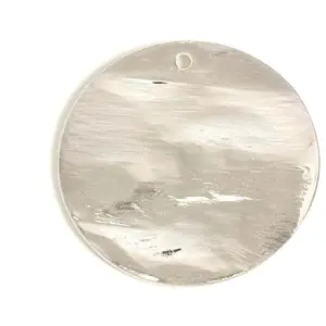 Perles Corner Pendentif Rond Martelé Argenté 925 30 mm pas cher