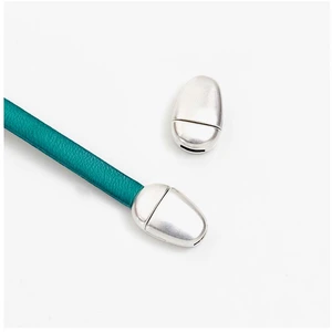 Perles Corner Fermoir Galet Aimanté - Zamak Argenté Pour Lanière 5 mm pas cher