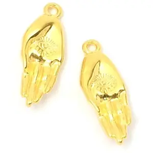 Perles Corner Pendentif Main Gravée  il Doré à l'or fin 24K - 2 pcs