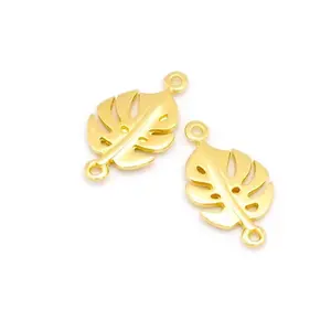 Perles Corner Connecteur Feuille de Monstera Doré à l'or fin 24K - 2 pcsVendu parscrapmalin