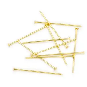 Perles Corner Clou Tête Plate 25 mm Doré à l'or fin 24K - 20 pcs