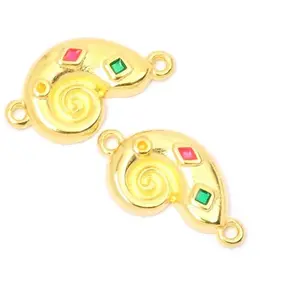Perles Corner Connecteur Coquillage Émaillé Multicolore Doré à l'or fin 24K - 2 pcsVendu parscrapmalin