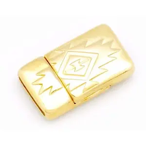Perles Corner Fermoir aimanté Pour Lanière 10 mm Rectangle Boho Doré pas cher