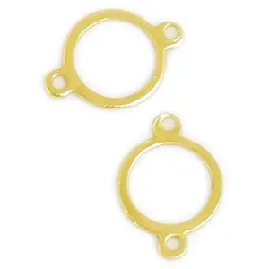 Perles Corner Connecteur Rond évidé Doré à l'or fin 24K - 4 pcs