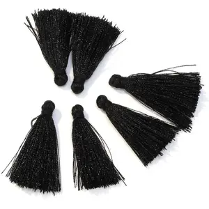 Perles Corner Pompon Gland 30 mm 6 pcs Noir pas cher