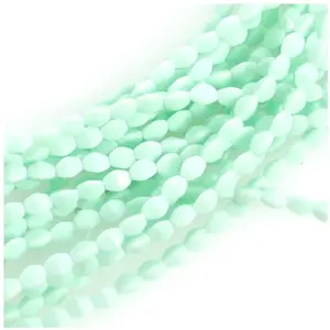 Perles de Bohème sur Fil - Olive Facettée 5 mm Vert Pastel pas cher