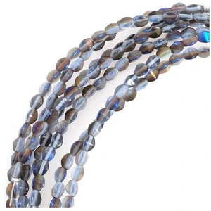 Perles de Bohème sur Fil - Olive Facettée 5 mm Gris Irisé BleuVendu parscrapmalin