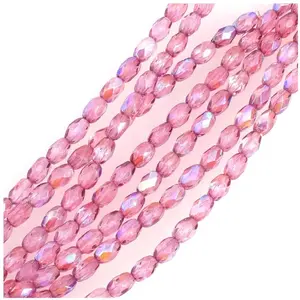 Perles de Bohème sur Fil - Olive Facettée 6 x 4 mm Violet IriséVendu parscrapmalin
