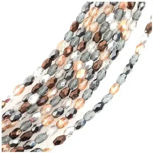 Perles de Bohème sur Fil - Olive Facettée 6 x 4 mm Nuances MétalliquesVendu parscrapmalin