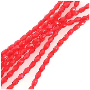 Perles de Bohème sur Fil - Olive Facettée 6 x 4 mm Rouge FoncéVendu parscrapmalin
