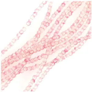 Perles de Bohème sur Fil - Rondes 3 mm Vieux Rose TransparentVendu parscrapmalin