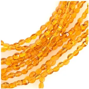 Perles de Bohème sur Fil - Olive Facettée 5 mm Ambre TransparentVendu parscrapmalin
